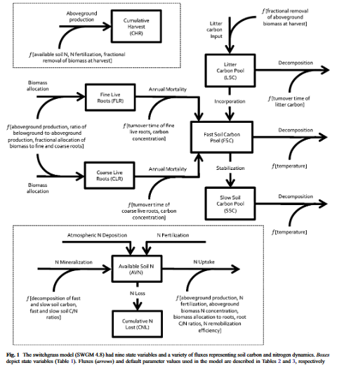 Review and Model-Based Analysis of Factors Influencing Soil Carbon Sequestration Beneath Switchgrass (Panicum virgatum)-image