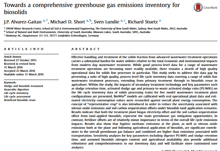 Towards a comprehensive greenhouse gas emissions inventory for biosolids-image