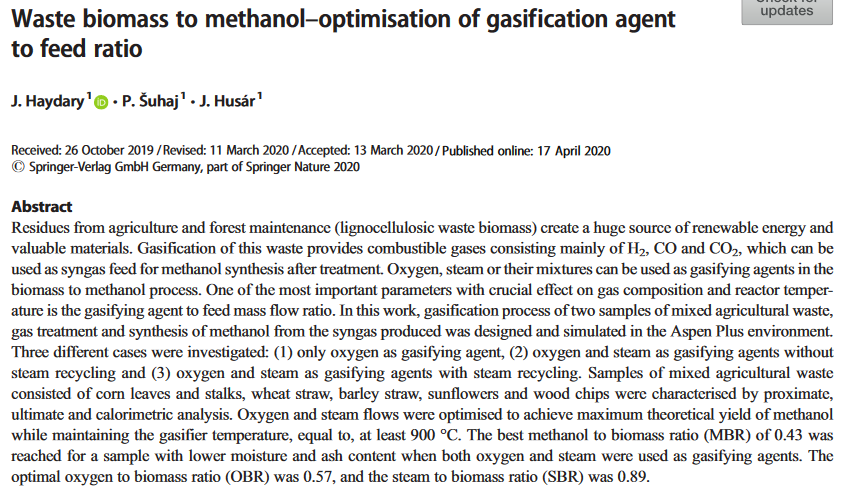 Affaldsbiomasse til methanol – optimering af forholdet mellem forgasningsmiddel og foder-image