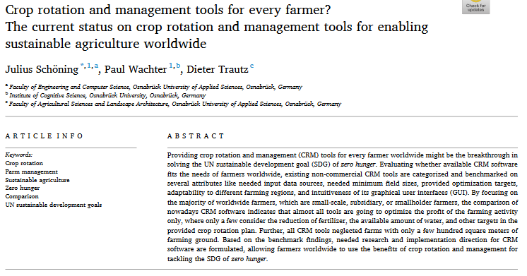 Crop rotation and management tools for every farmer?: The current status on crop rotation and management tools for enabling sustainable agriculture worldwide-image