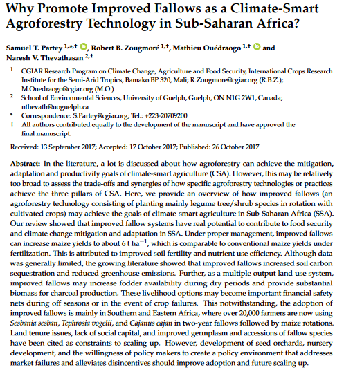 Why promote improved fallows as a climate-smart agroforestry technology in sub-Saharan Africa?-image