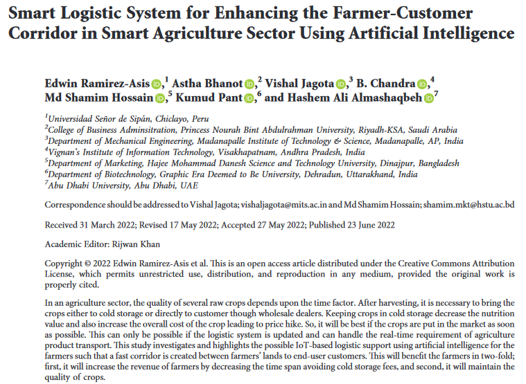 Smart Logistic System for Enhancing the Farmer-Customer Corridor in Smart Agriculture Sector Using Artificial Intelligence-image
