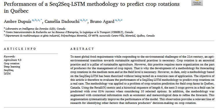 Performances of a Seq2Seq-LSTM methodology to predict crop rotations in Québec-image