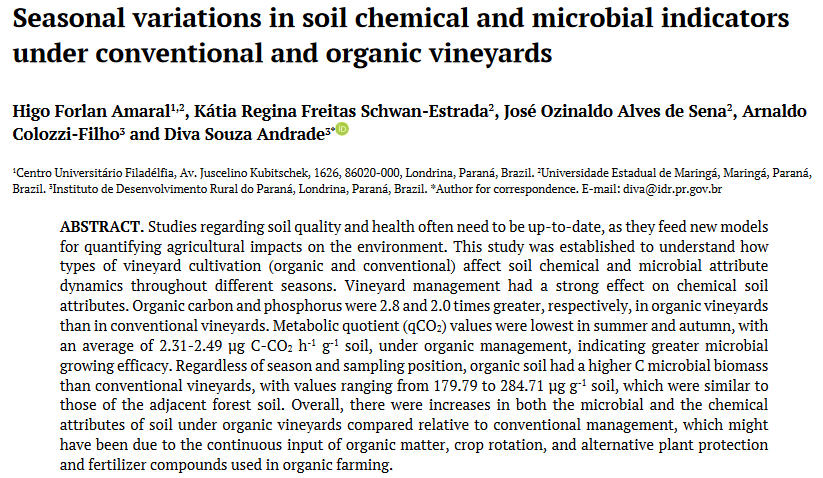 Variazioni stagionali degli indicatori chimici e microbici del suolo nei vigneti convenzionali e biologici-image