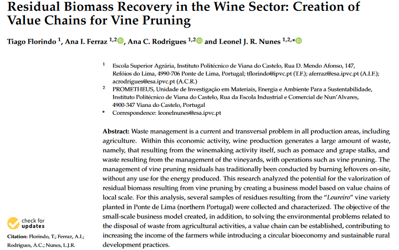 Residual Biomass Recovery in the Wine Sector: Creation of Value Chains for Vine Pruning-image