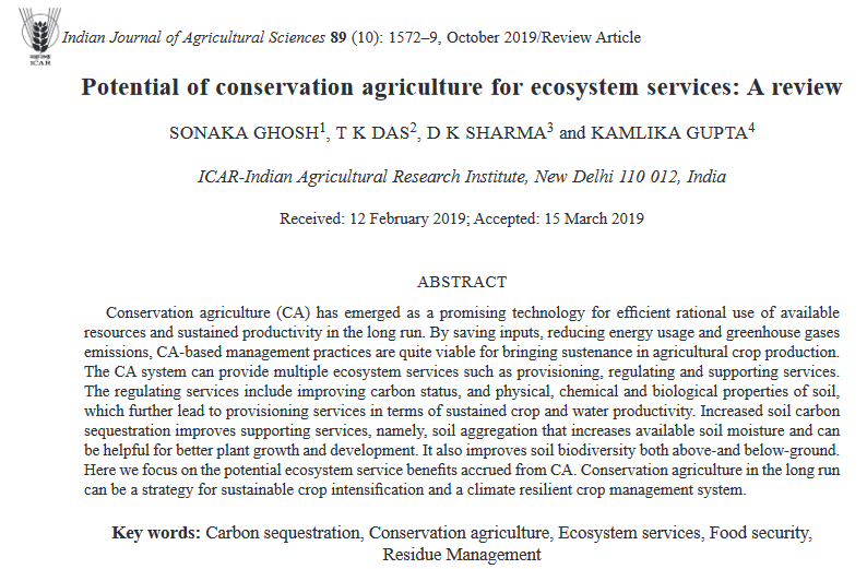 Potential of conservation agriculture for ecosystem services: A review-image