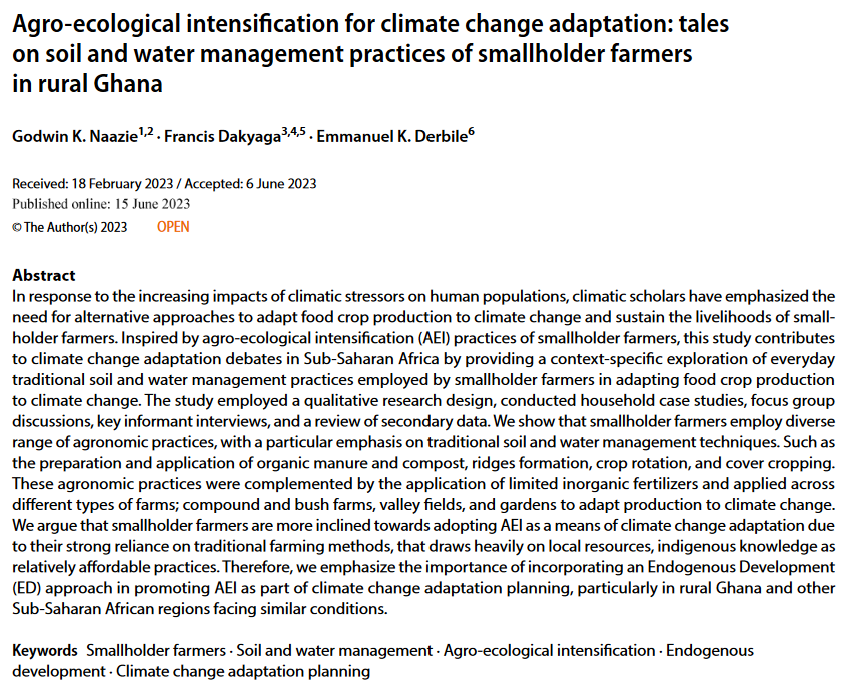 Intensificazione agroecologica per l'adattamento ai cambiamenti climatici: racconti sulle pratiche di gestione del suolo e dell'acqua dei piccoli agricoltori nelle zone rurali del Ghana-image