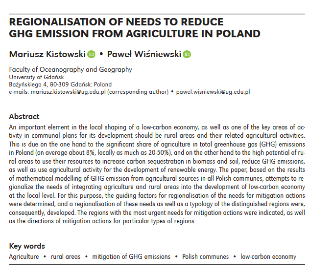 REGIONALIZZAZIONE DELLE NECESSITÀ DI RIDURRE LE EMISSIONI DI GES GHG PROVENIENTI DALL'AGRICOLTURA IN POLONIA-image