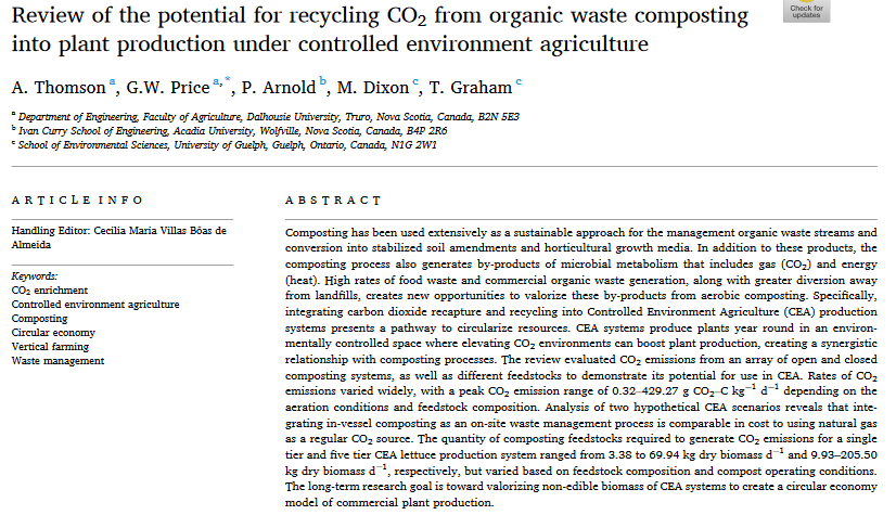 Review of the potential for recycling CO2 from organic waste composting into plant production under controlled environment agriculture-image