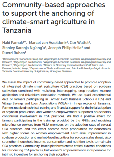 Approcci basati sulla comunità per sostenere l'ancoraggio dell'agricoltura intelligente per il clima in Tanzania-image