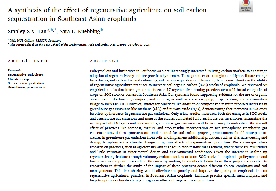Una sintesi dell'effetto dell'agricoltura rigenerativa sul sequestro del carbonio del suolo nelle terre coltivate del sud-est asiatico-image