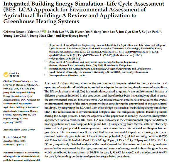 Integrated building energy simulation–life cycle assessment (Bes–lca) approach for environmental assessment of agricultural building: A review and application to greenhouse heating systems-image