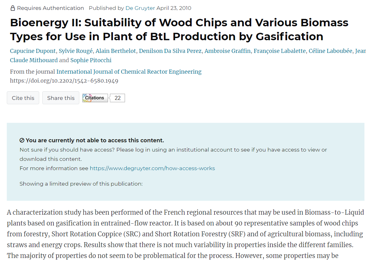 Bioenergy II: Suitability of Wood Chips and Various Biomass Types for Use in Plant of BtL Production by Gasification-image