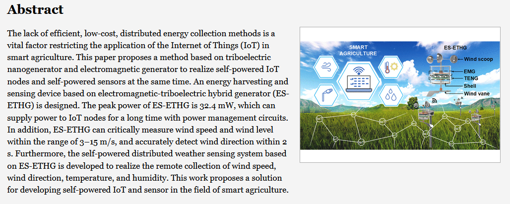 Self-Powered Sensing for Smart Agriculture by Electromagnetic-Triboelectric Hybrid Generator-image