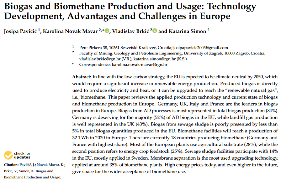Biogas and Biomethane Production and Usage: Technology Development, Advantages and Challenges in Europe-image