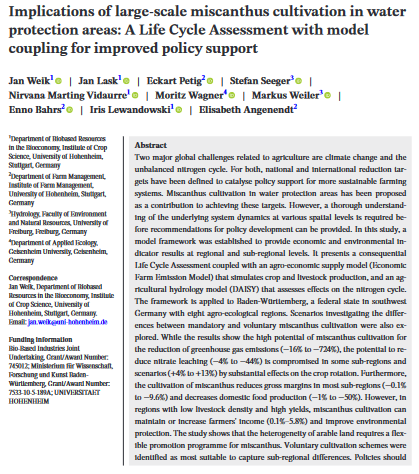 Implicazioni della coltivazione su larga scala del miscanto nelle aree di protezione delle acque: una valutazione del ciclo di vita con accoppiamento di modelli per un migliore sostegno politico-image