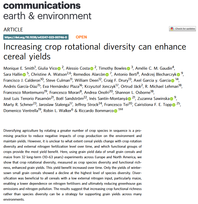 Increasing crop rotational diversity can enhance cereal yields-image
