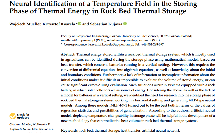 Neural identification of a temperature field in the storing phase of thermal energy in rock bed thermal storage-image