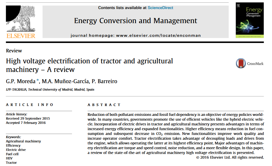 High voltage electrification of tractor and agricultural machinery – A review-image