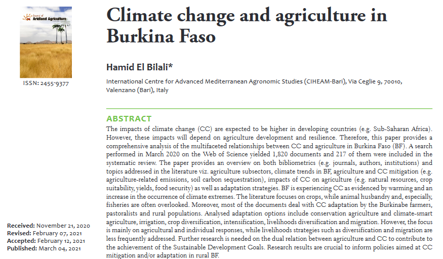 Klimaændringer og landbrug i Burkina Faso-image