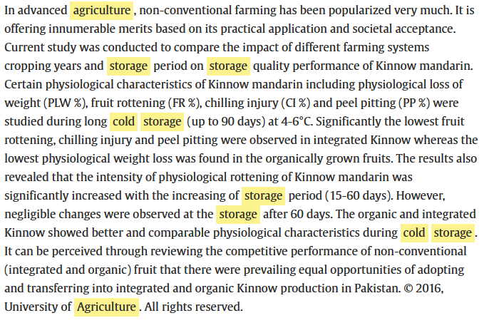 Impact of different farming systems (conventional, integrated and organic) and storage time on physiological characteristics of Kinnow mandarin (citrus nobilis × citrus deliciosa)-image