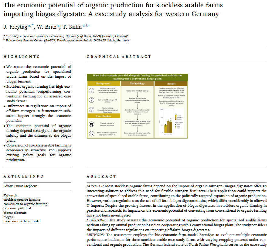 Il potenziale economico della produzione biologica per le aziende agricole senza stock che importano digestato di biogas: un'analisi di un caso di studio per la Germania occidentale-image