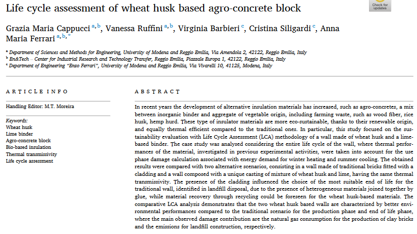Life cycle assessment of wheat husk based agro-concrete block-image
