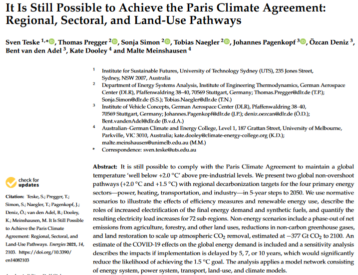 It is still possible to achieve the paris climate agreement: Regional, sectoral, and land-use pathways-image