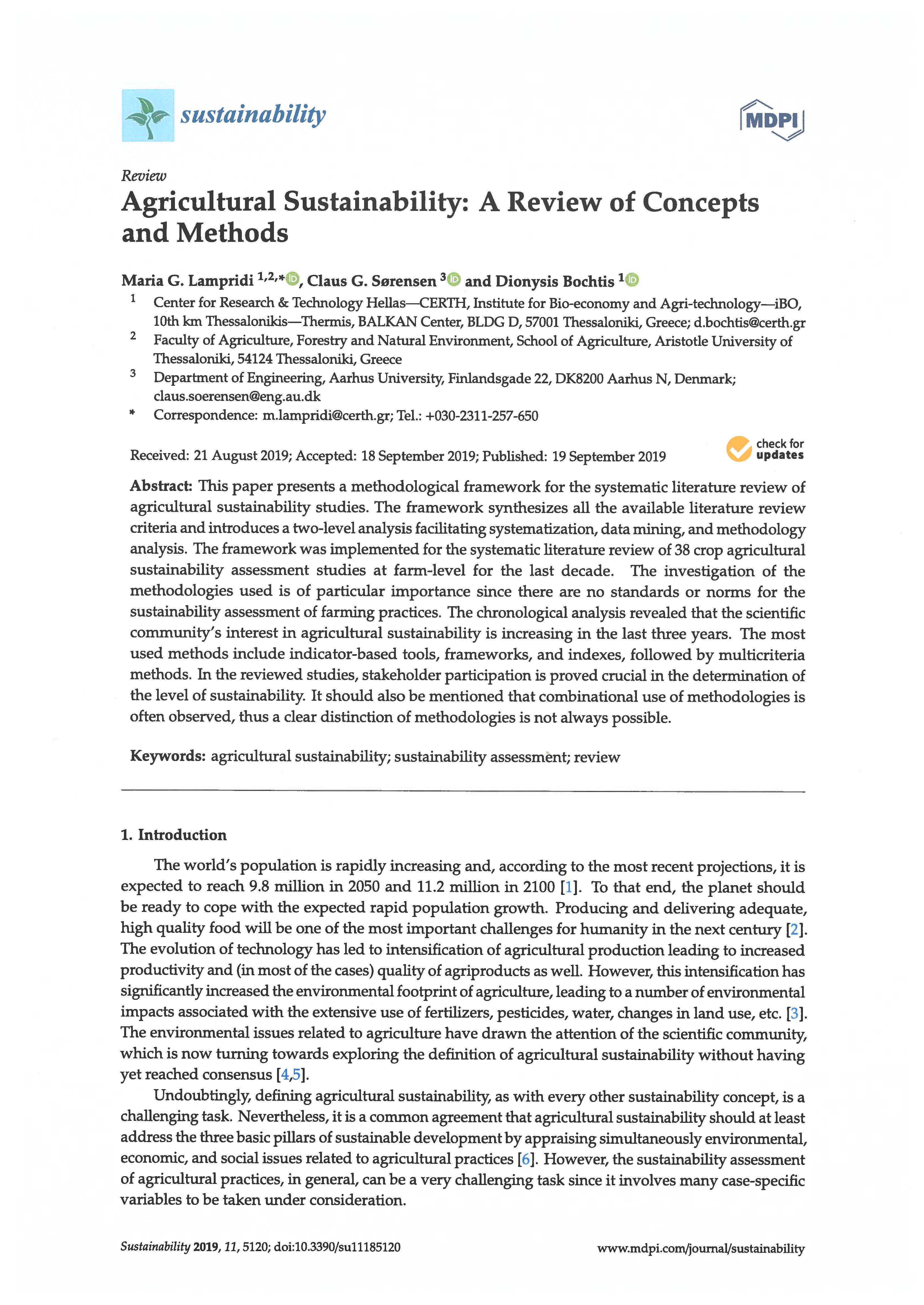 Agricultural sustainability: A review of concepts and methods-image