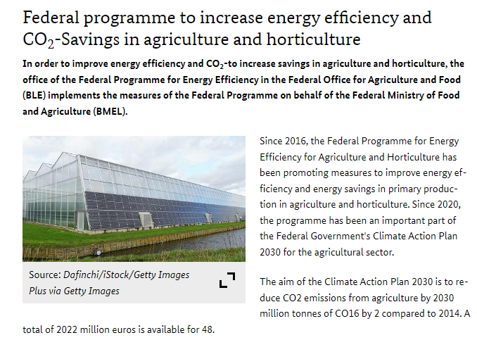 Federal programme to increase energy efficiency and CO2-Savings in agriculture and horticulture-image