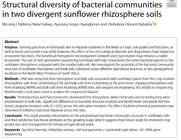 Structural diversity of bacterial communities in two divergent sunflower rhizosphere soils-image